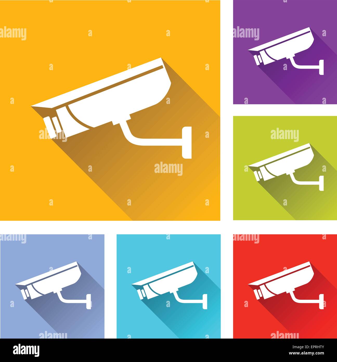 Illustrazione di design piatto impostare le icone per la sorveglianza video Illustrazione Vettoriale