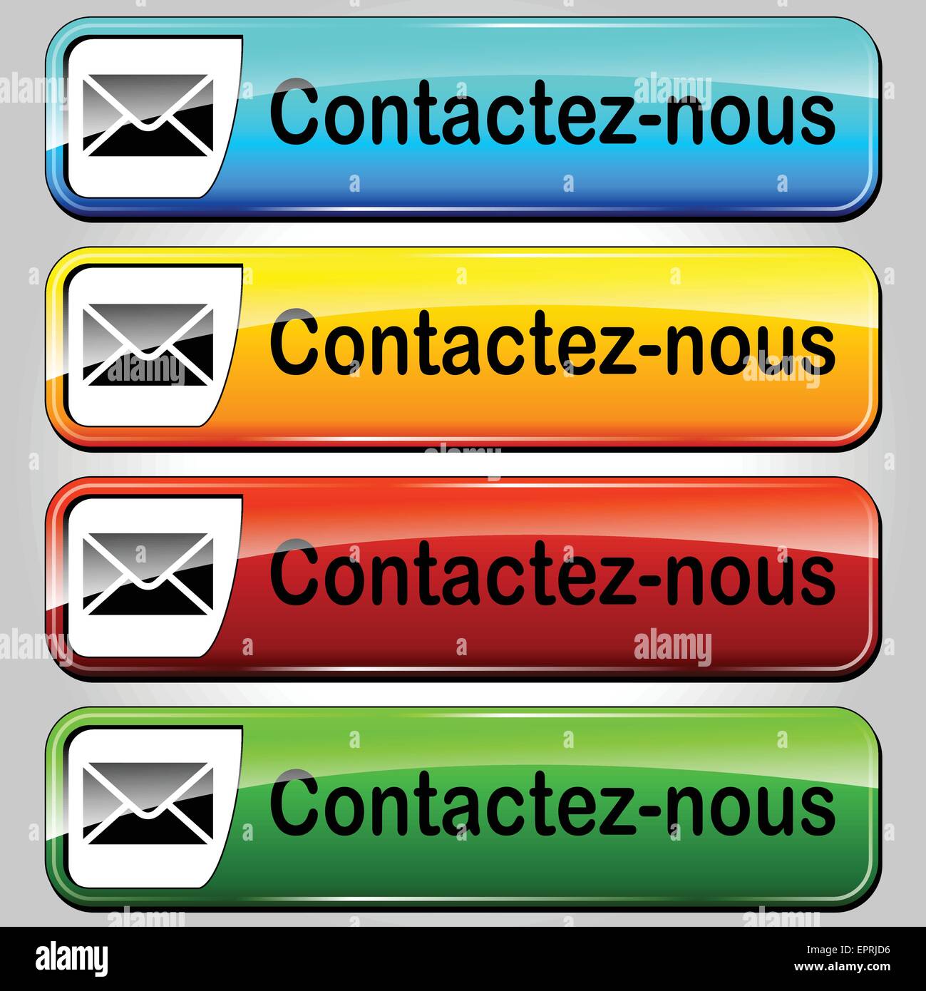 Traduzione in francese per la posta contatto web butttons impostato Illustrazione Vettoriale