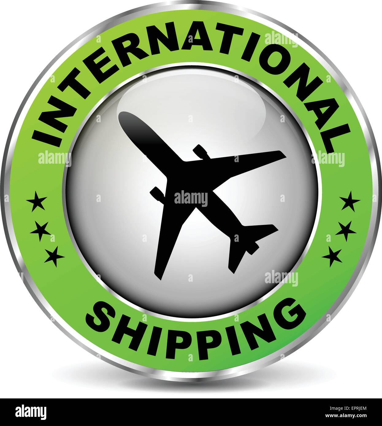 Illustrazione del cerchio verde icona per spedizioni internazionali Illustrazione Vettoriale