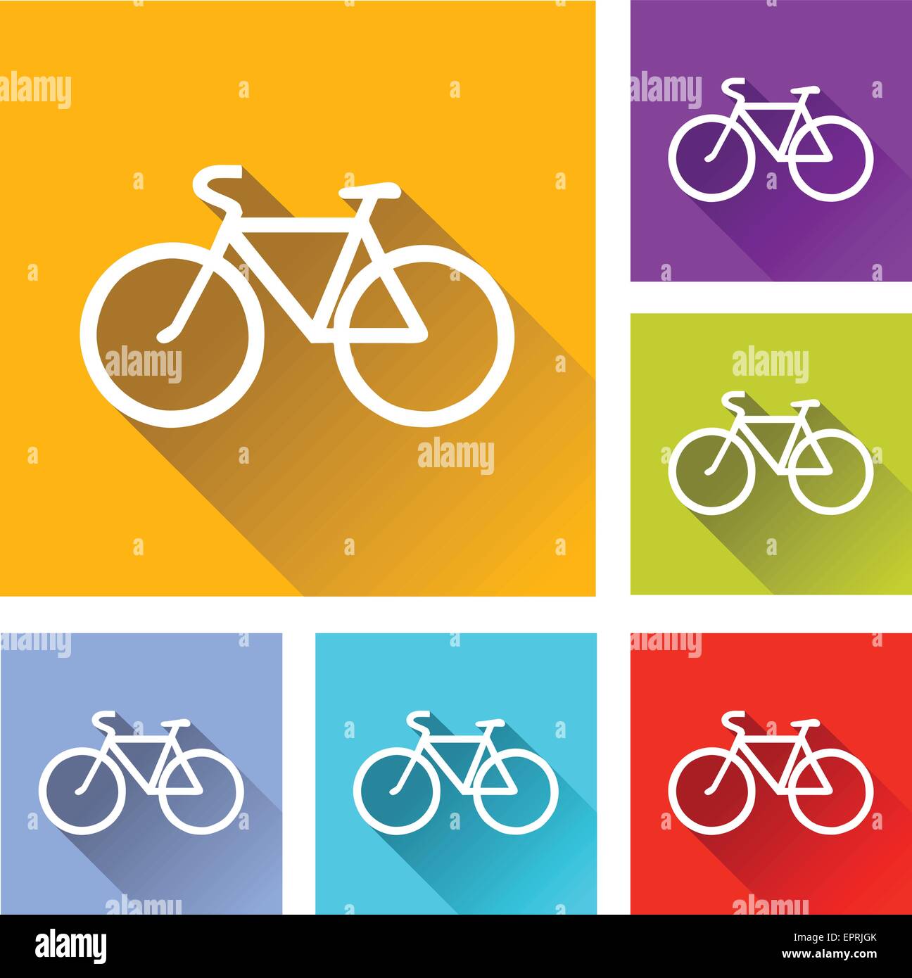 Illustrazione di design piatto impostare le icone per bicicletta Illustrazione Vettoriale