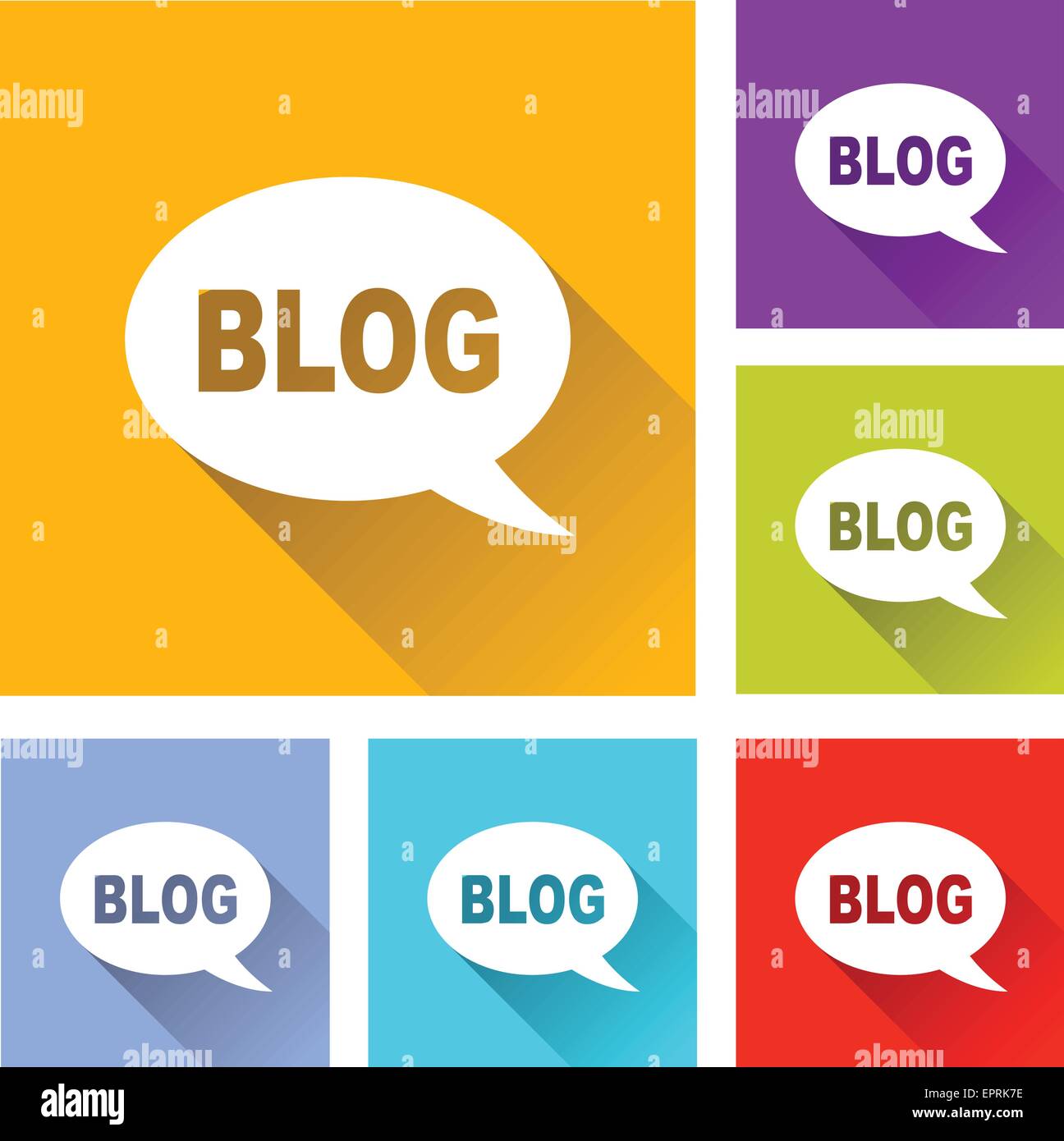 Illustrazione di set di icone colorate per blog Illustrazione Vettoriale