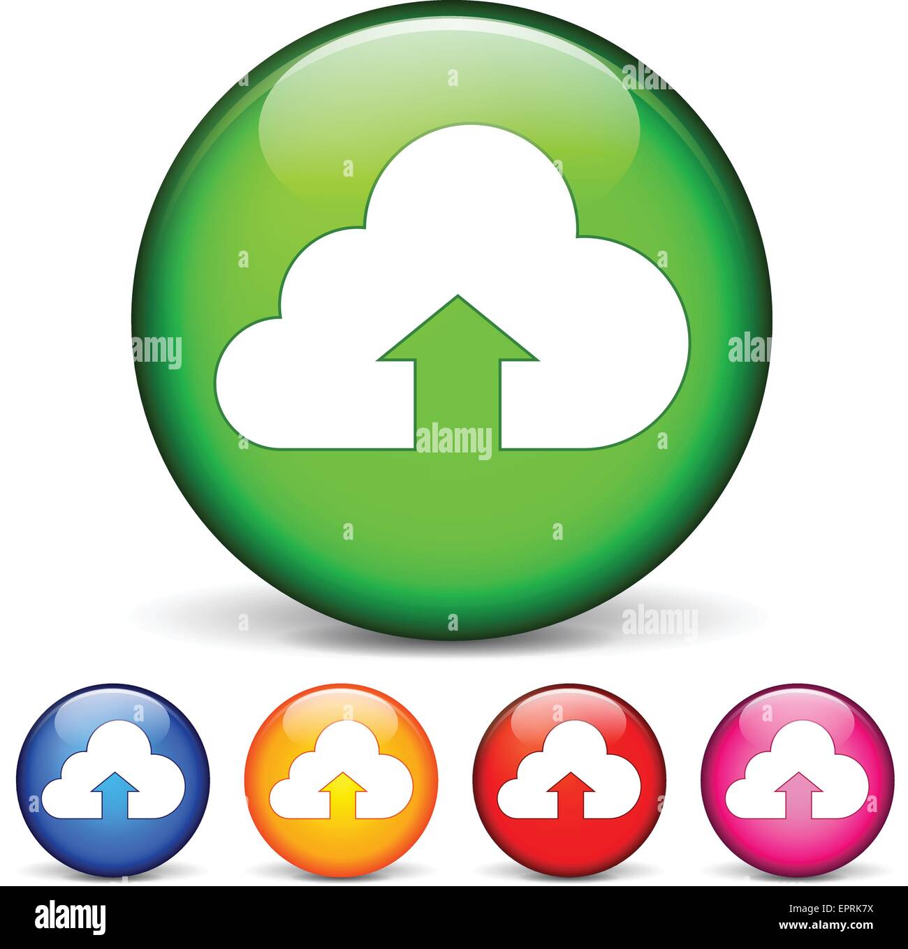 Illustrazione vettoriale di icone cerchio per il cloud upload Illustrazione Vettoriale