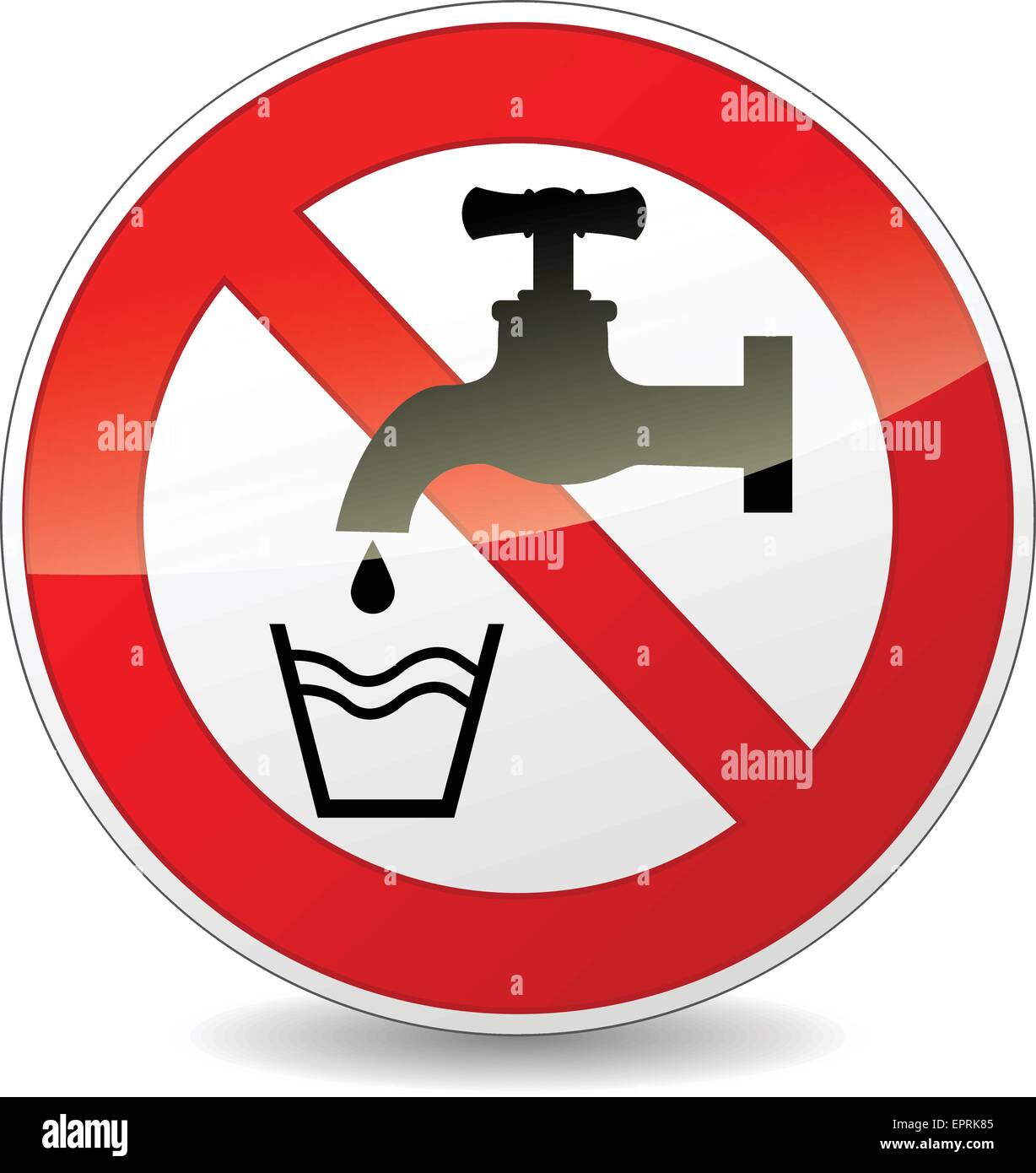 Illustrazione di non bere acqua segno su sfondo bianco Illustrazione Vettoriale
