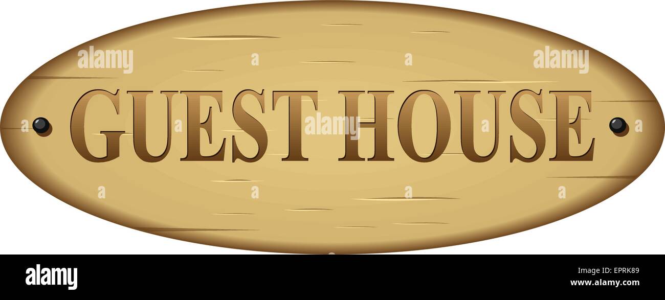 Illustrazione di legno guest house segno di testo Illustrazione Vettoriale