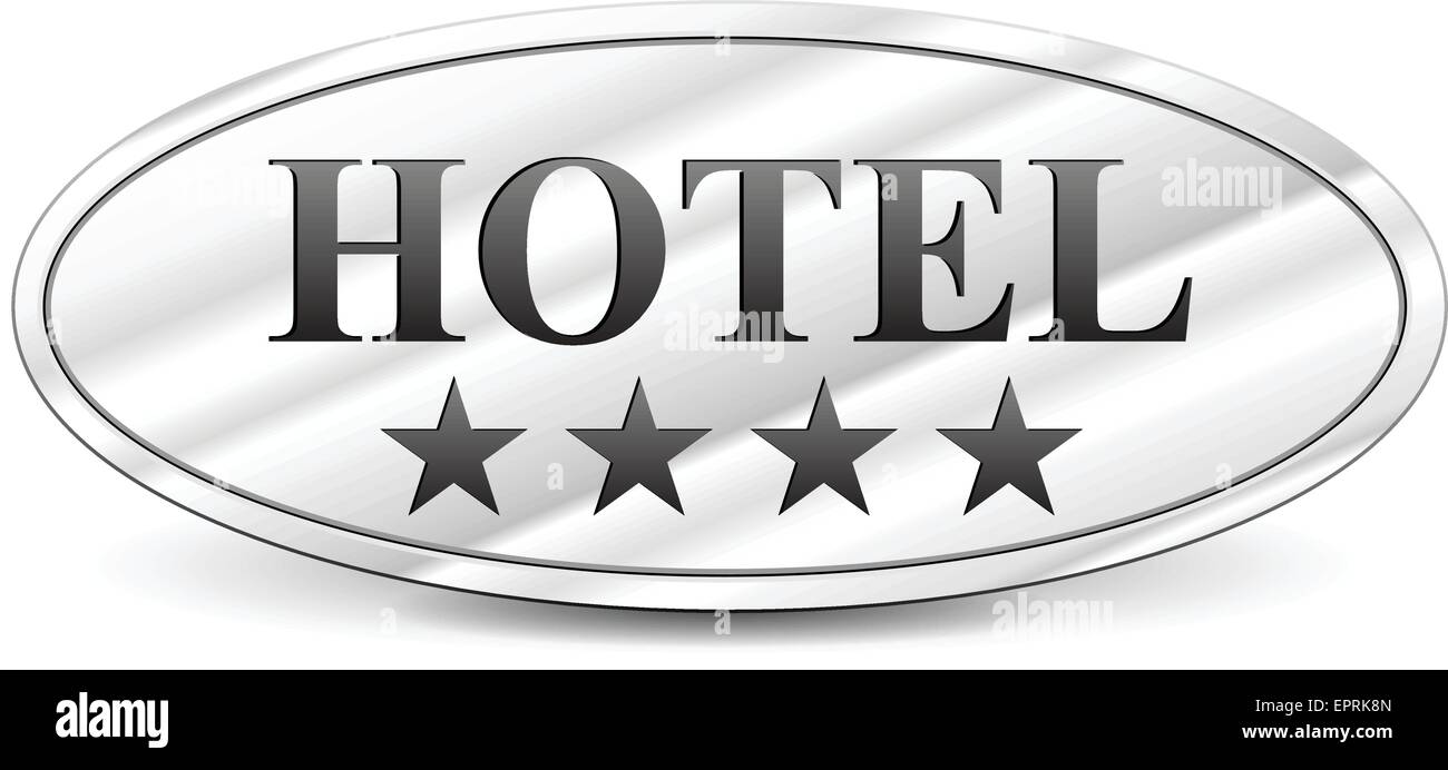 Illustrazione di hotel quattro stelle Cartello in metallo Illustrazione Vettoriale