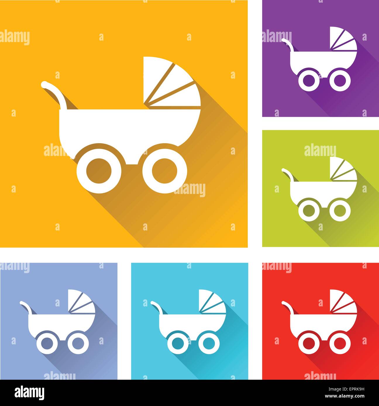 Illustrazione di set di icone colorate per la PRAM Illustrazione Vettoriale