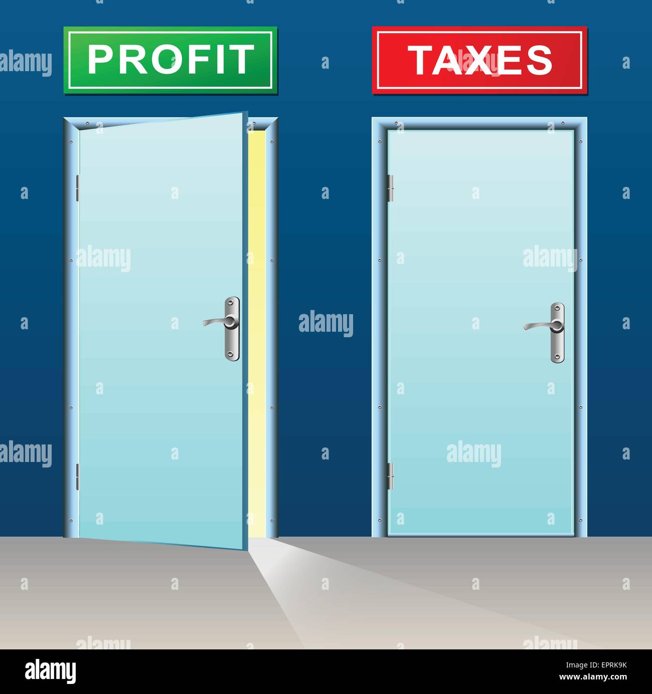 Illustrazione del profitto e tasse concetto delle porte Illustrazione Vettoriale