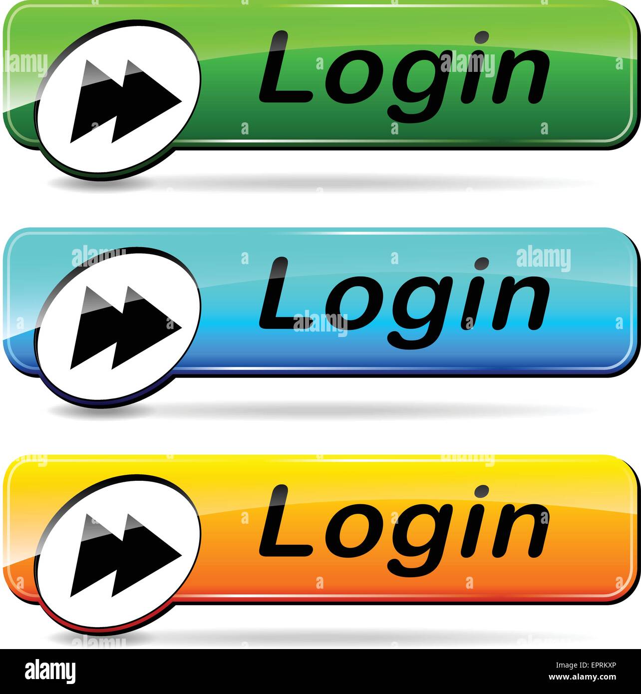 Illustrazione di tre pulsanti web per il login Illustrazione Vettoriale