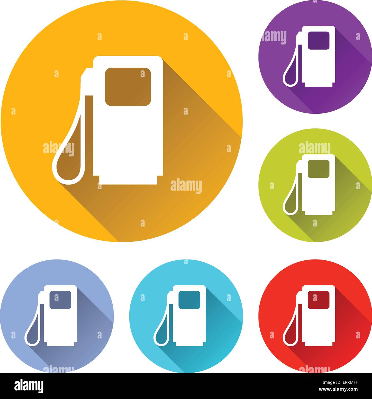 Illustrazione vettoriale di sei coloratissimi pompa carburante icone Illustrazione Vettoriale