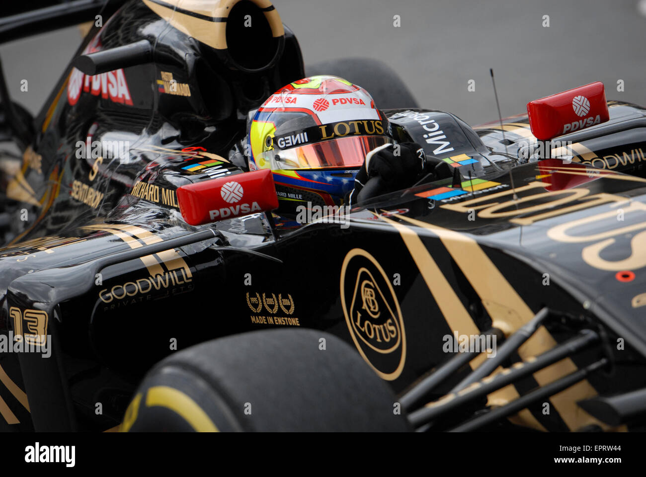 Monte Carlo, Monaco. 21 Maggio, 2015. Pastor Maldonado (VEN), Team Lotus F1, durante una sessione di prove libere a Monaco Formula 1 Grand Prix, Monte Carlo. Credito: Kevin Bennett/Alamy Live News Foto Stock