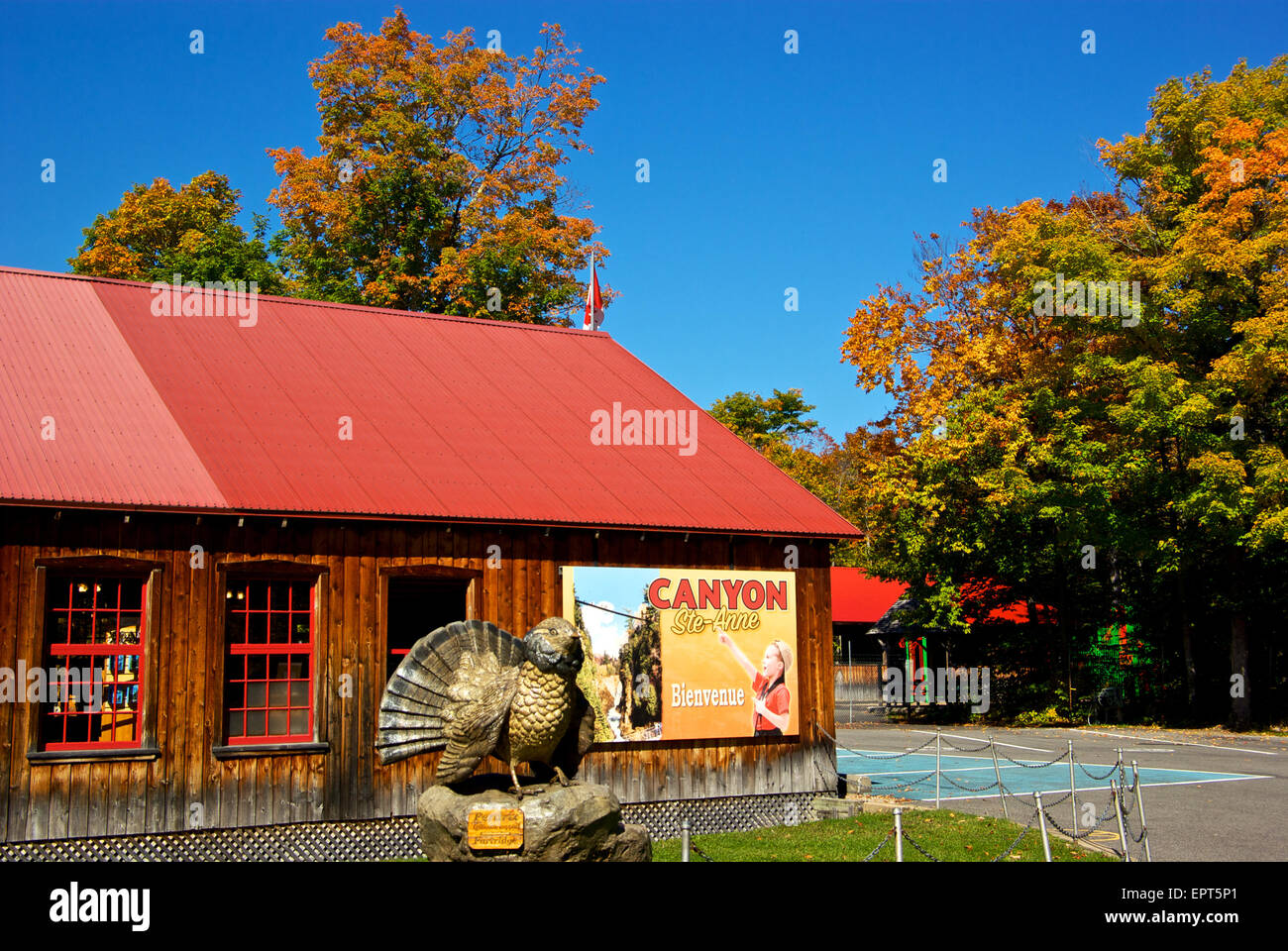 In legno intagliato Wild Turchia all ingresso dell'edificio Canyon Sainte Anne Park Foto Stock