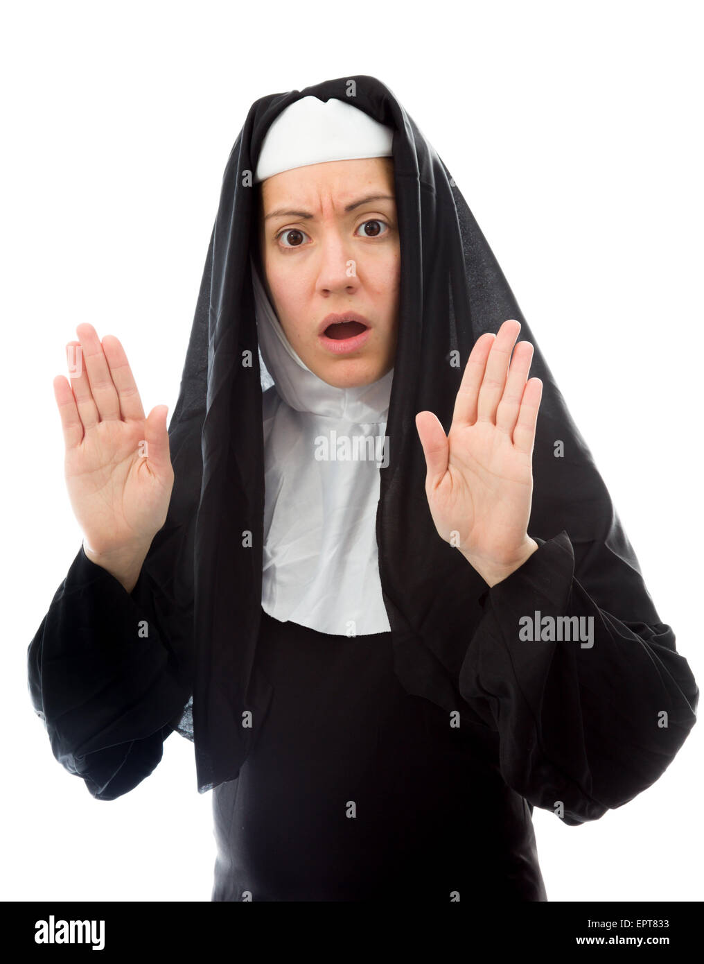 Giovani adulti donna caucasica isolata su uno sfondo bianco Foto Stock