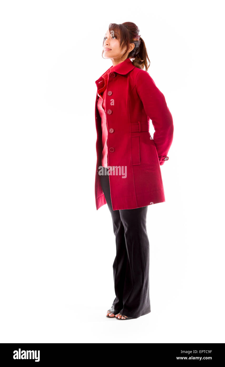 Adulto donna indiana in studio isolato su sfondo bianco Foto Stock