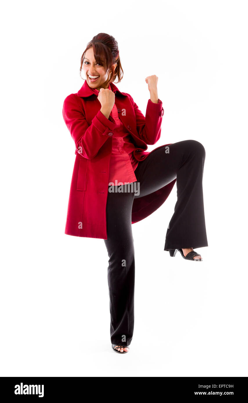 Adulto donna indiana in studio isolato su sfondo bianco Foto Stock