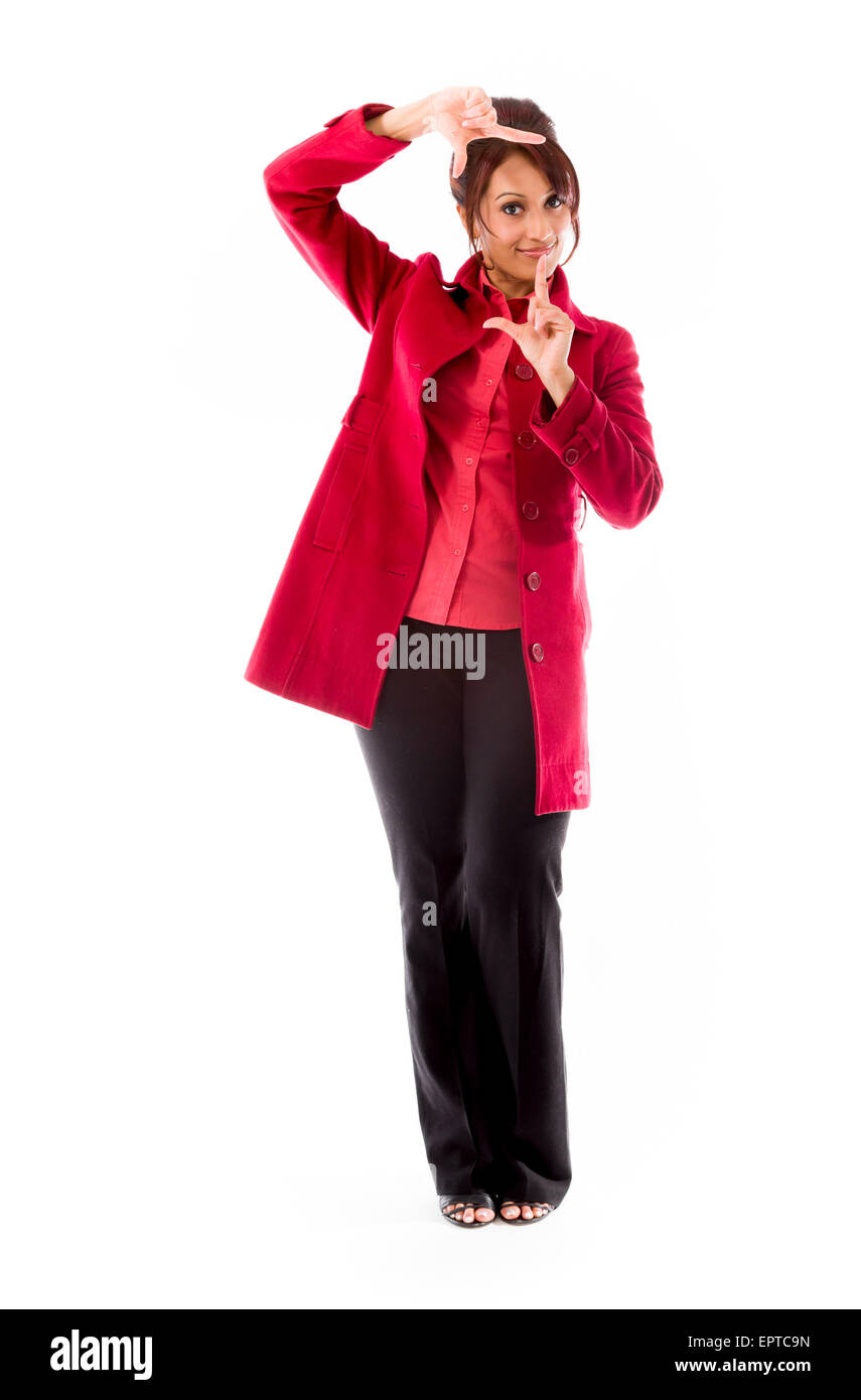 Adulto donna indiana in studio isolato su sfondo bianco Foto Stock