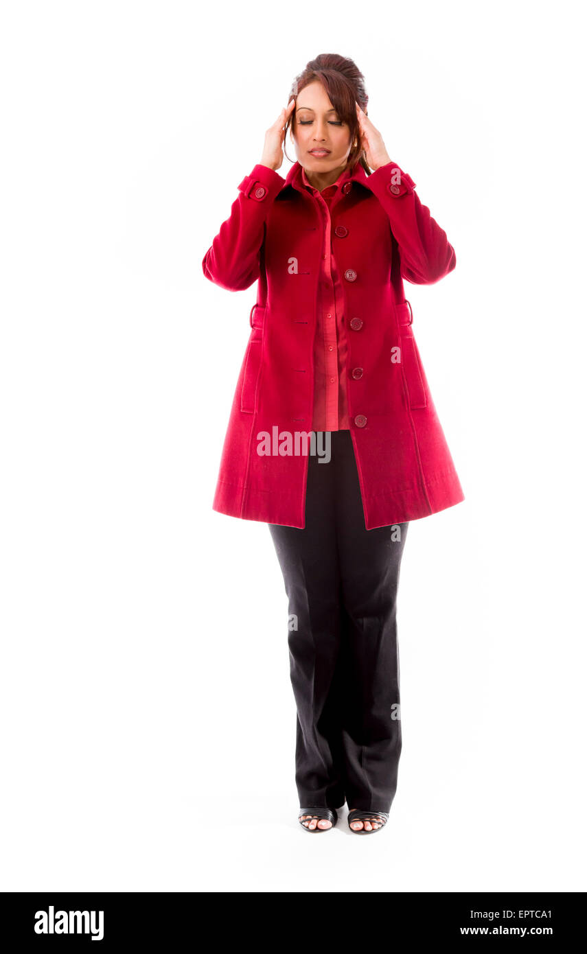 Adulto donna indiana in studio isolato su sfondo bianco Foto Stock