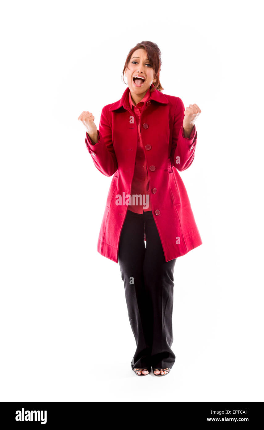 Adulto donna indiana in studio isolato su sfondo bianco Foto Stock