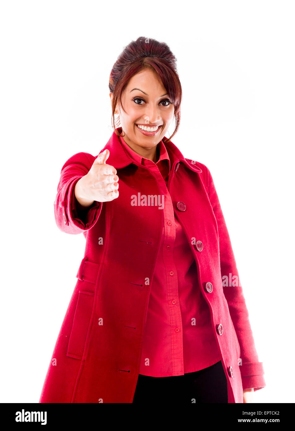 Adulto donna indiana in studio isolato su sfondo bianco Foto Stock