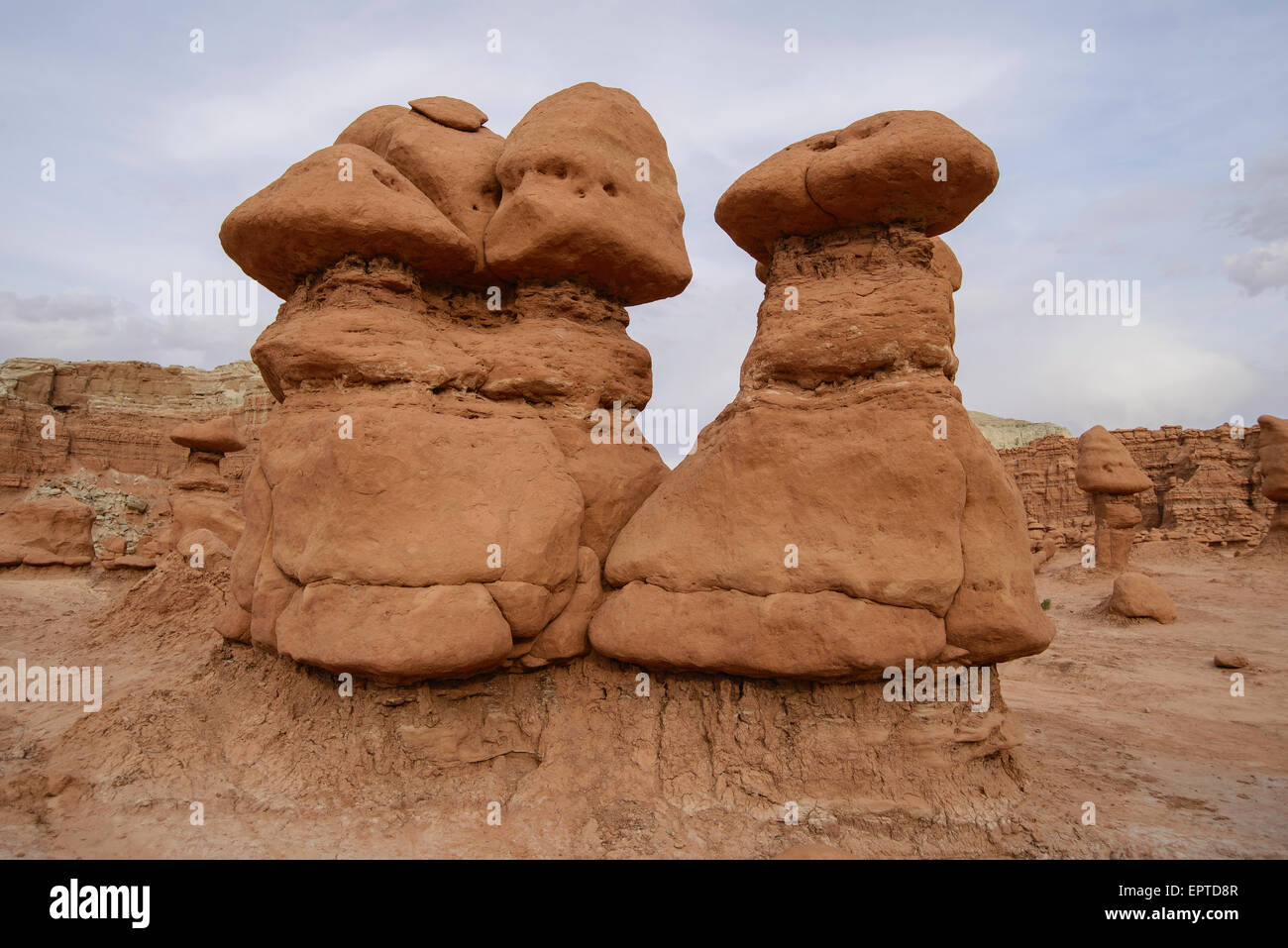 Erosi formazioni arenarie, Goblin Valley State Park, Utah, Stati Uniti d'America Foto Stock