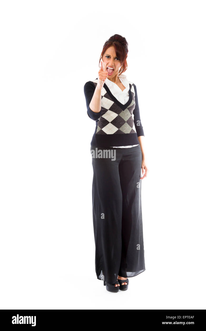 Adulto donna indiana in studio isolato su sfondo bianco Foto Stock