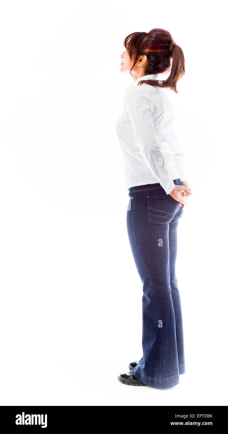 Adulto donna indiana in studio isolato su sfondo bianco Foto Stock