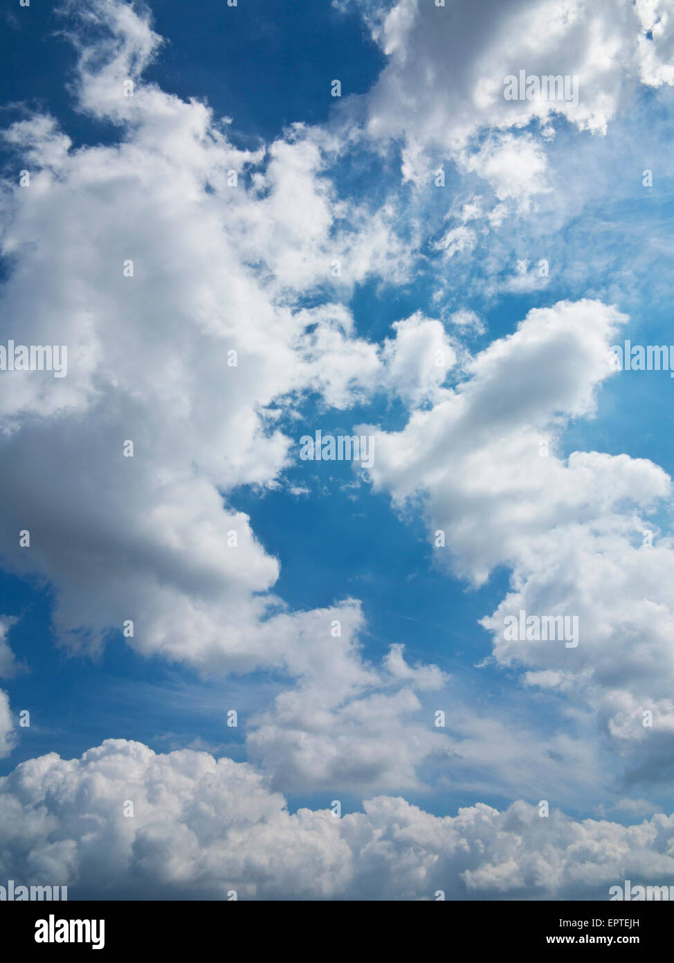 Puffy nuvole nel cielo blu Foto Stock