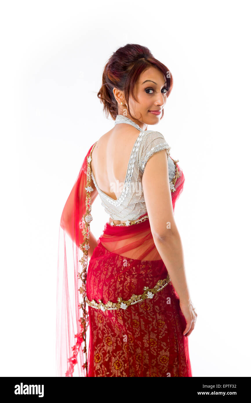 Adulto donna indiana in studio isolato su sfondo bianco Foto Stock
