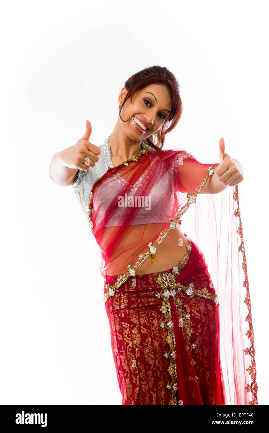 Adulto donna indiana in studio isolato su sfondo bianco Foto Stock