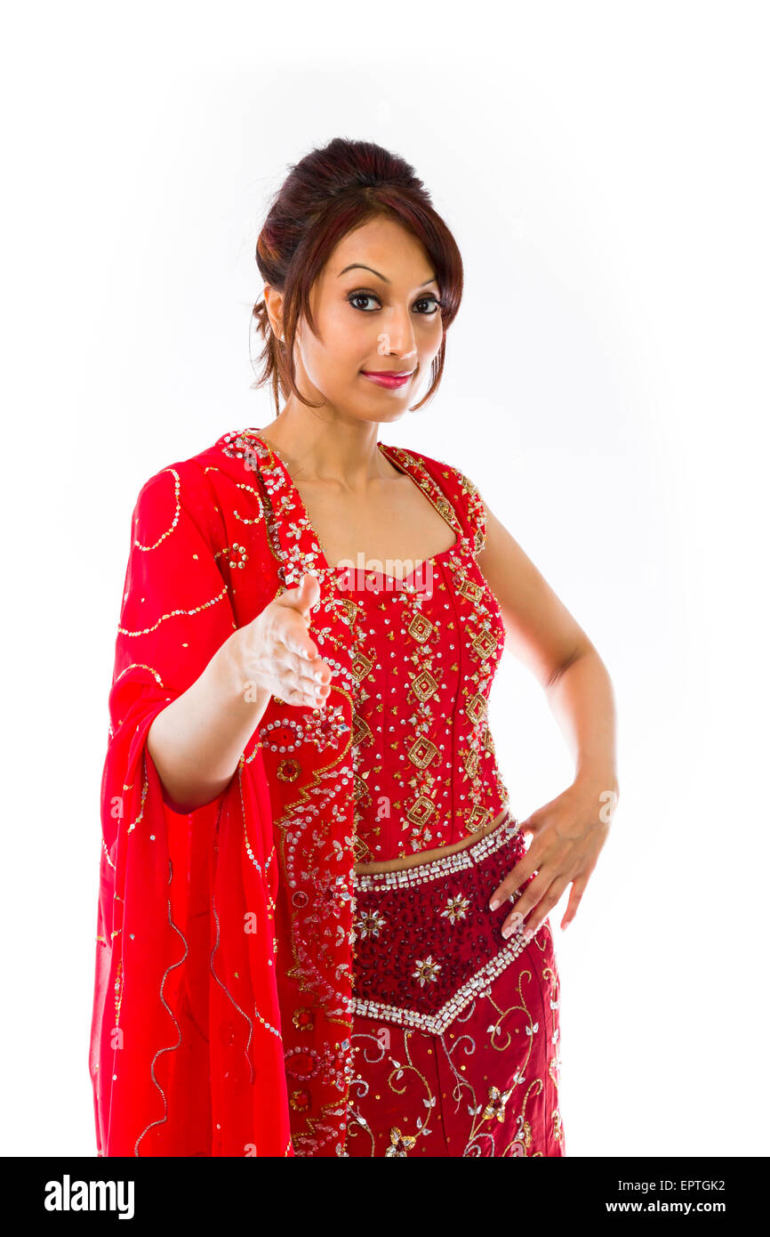 Adulto donna indiana in studio isolato su sfondo bianco Foto Stock