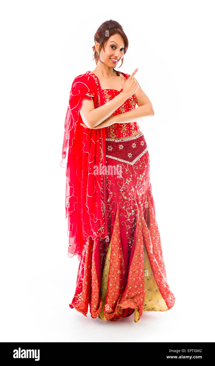 Adulto donna indiana in studio isolato su sfondo bianco Foto Stock