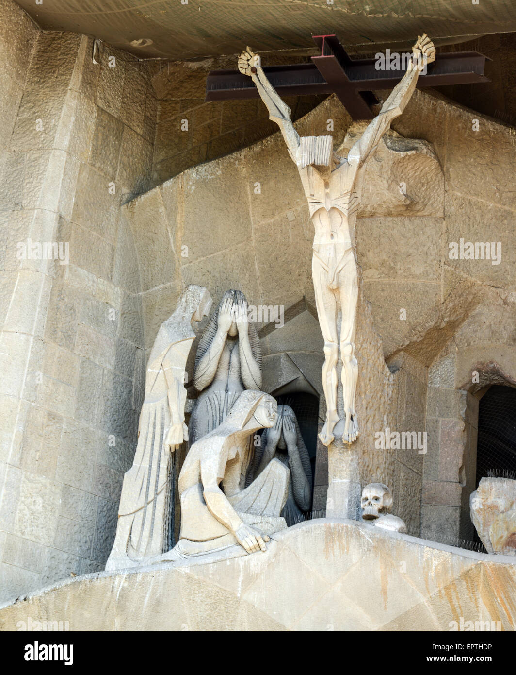 Barcellona, Spagna - 31 dicembre 2015: particolare della chiesa della Sagrada Familia (Temple Expiatori de la Sagrada Famalia) a Barcellona, Sp Foto Stock