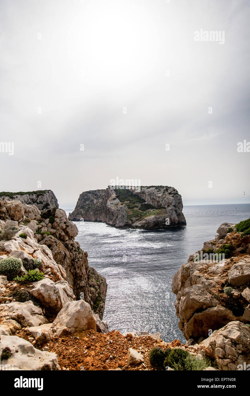 La linea di costa fuori del Porto Conte Parco Nazionale di Alghero Sardegna Italia Foto Stock