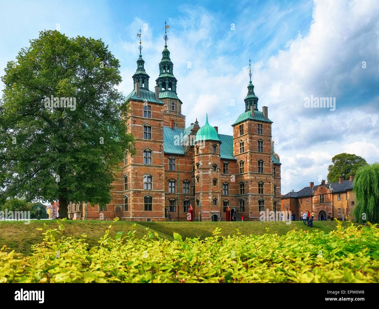 Il Castello di Rosenborg a Copenaghen, in Danimarca. Essa fu costruita in olandese in stile rinascimentale nel 1606 durante il regno di Cristiano IV Foto Stock