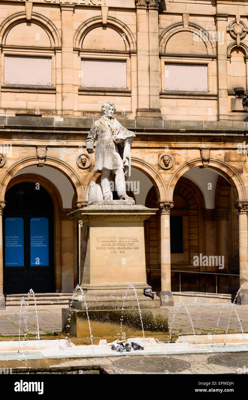 La statua di William Etty davanti a York Galleria d'arte. In York, Inghilterra Foto Stock