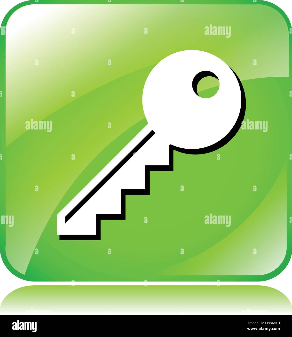 Immagine del tasto verde icona su sfondo bianco Illustrazione Vettoriale