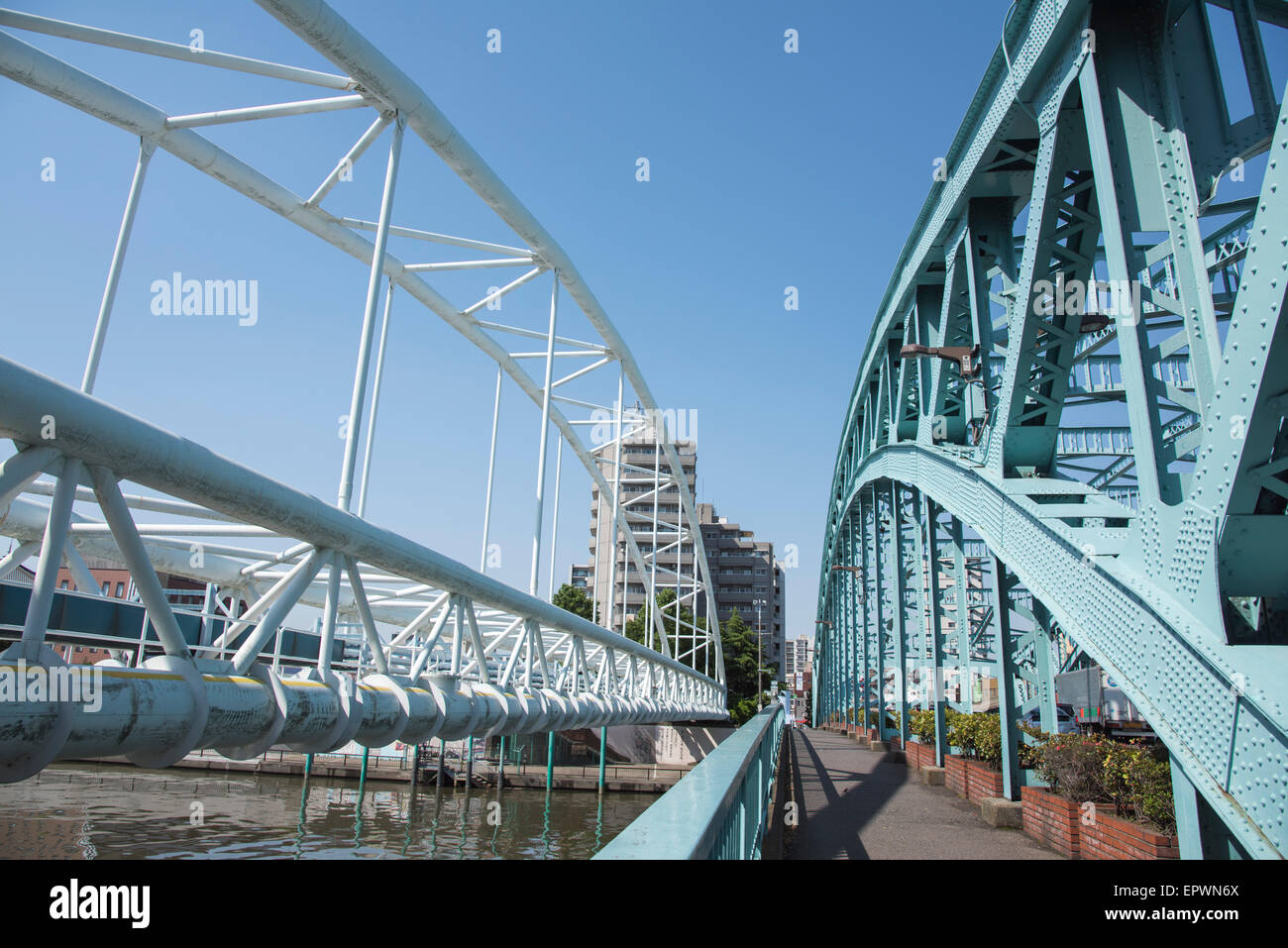 Senju-Ohashi Bridge,Sumida River, Tokyo, Giappone Foto Stock