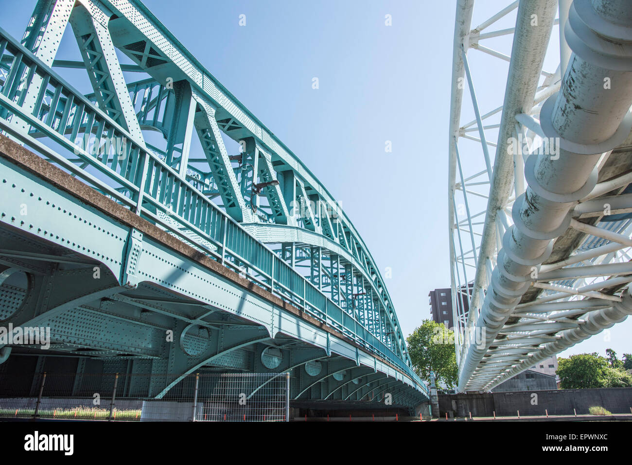 Senju-Ohashi Bridge,Sumida River, Tokyo, Giappone Foto Stock