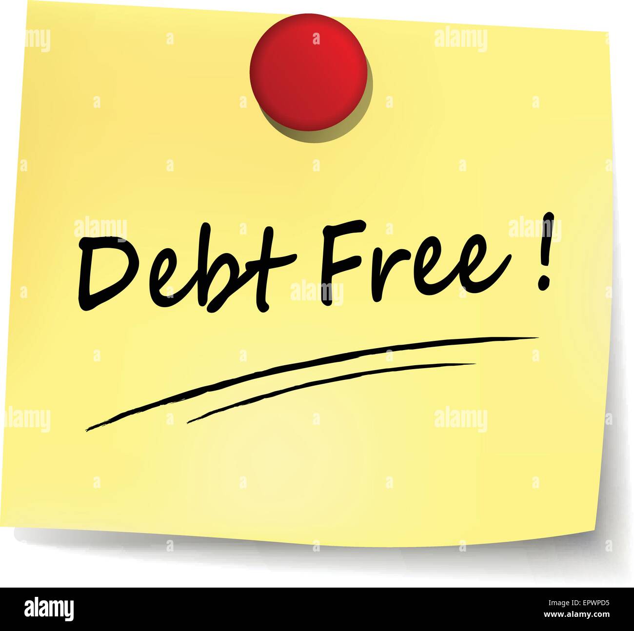 Illustrazione di debito libera nota su sfondo bianco Illustrazione Vettoriale