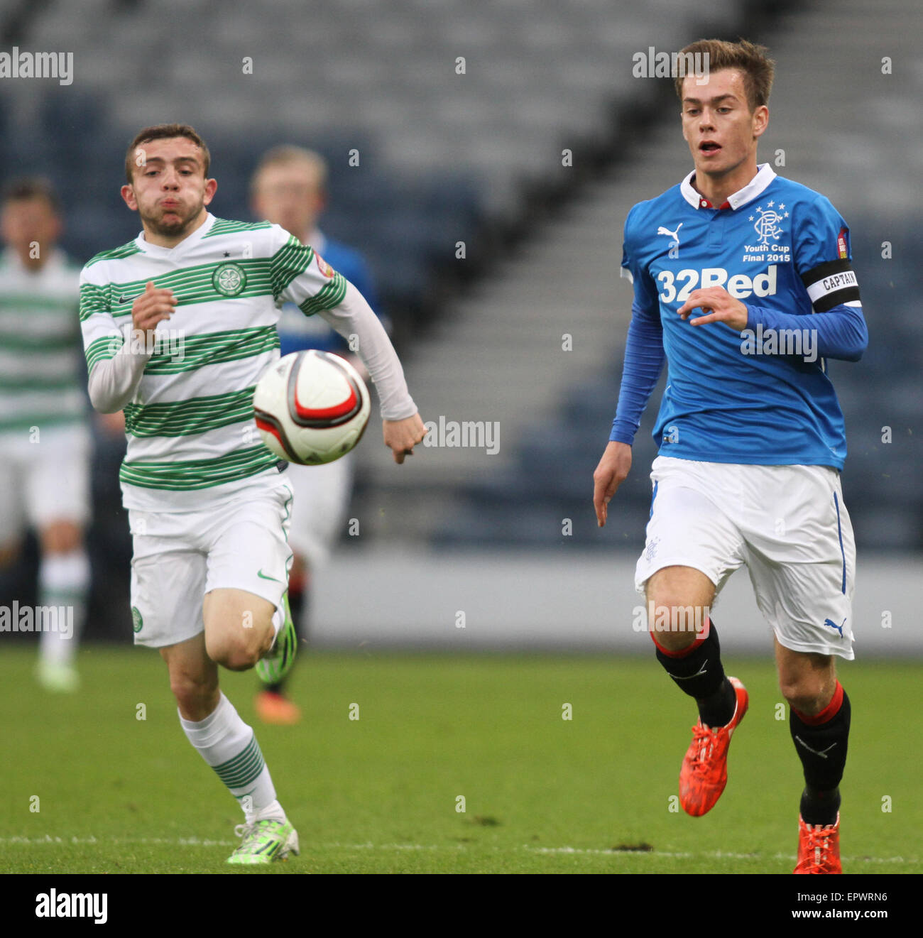 Glasgow, Scozia. 21 Maggio, 2015. Little Big Shot Gioventù scozzese finale di coppa. Celtic versus Rangers. Paolo McMullan e Ryan Sinnamon © Azione Sport Plus/Alamy Live News Foto Stock