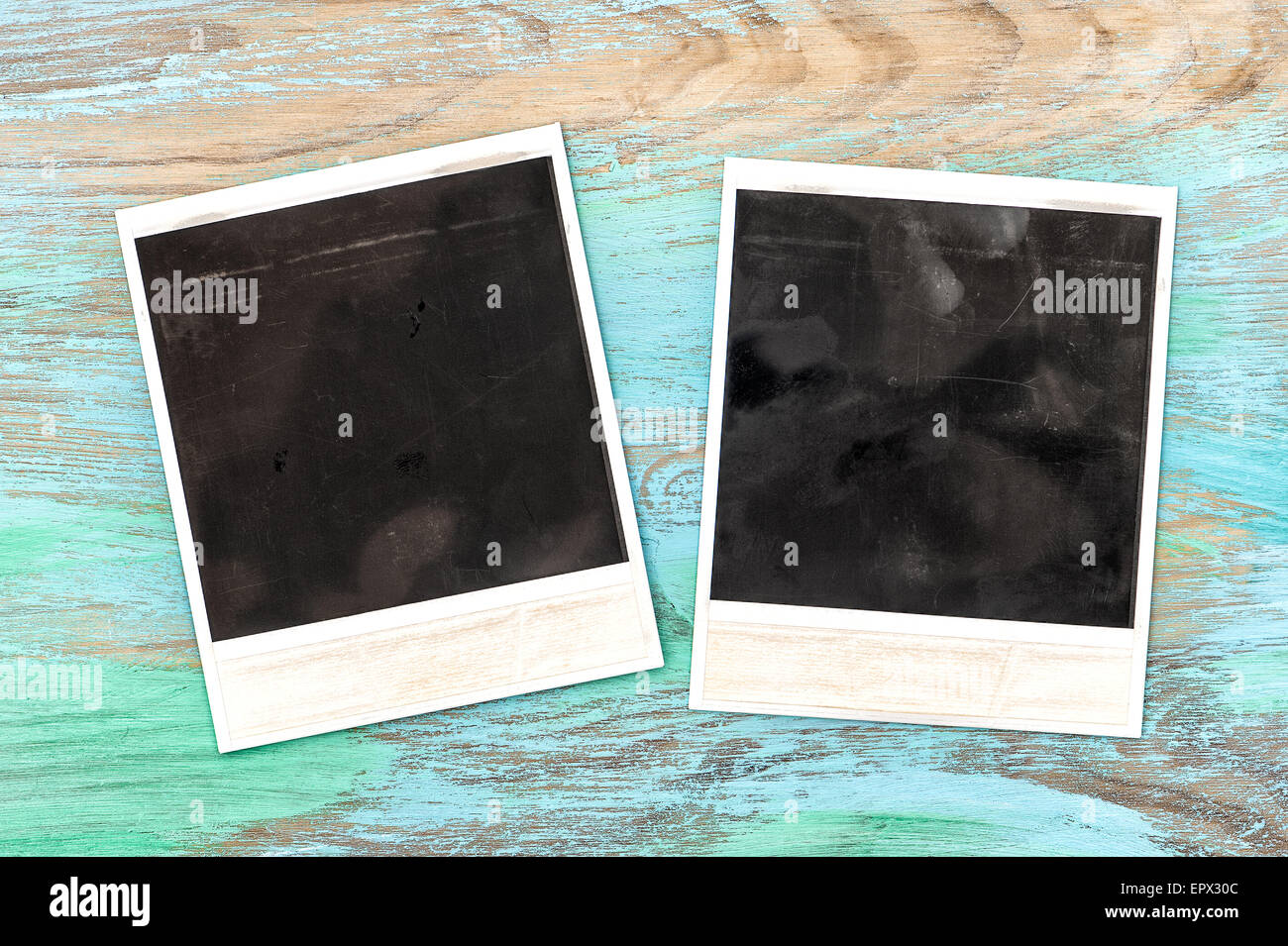 In stile vintage photo cornici in legno rustico sfondo. Texture graffiato Foto Stock