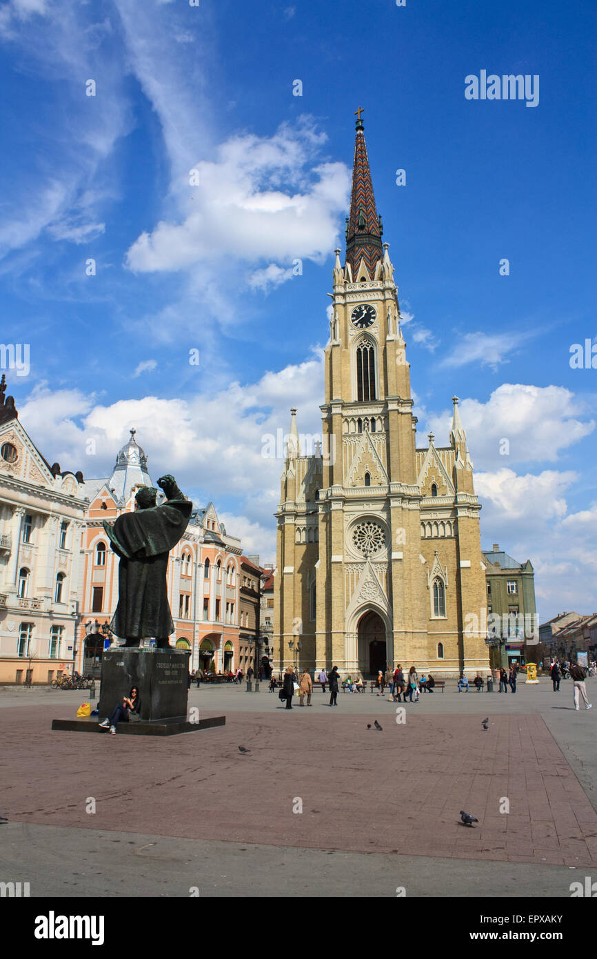 Piazza principale di Novi Sad in una giornata di sole Foto Stock