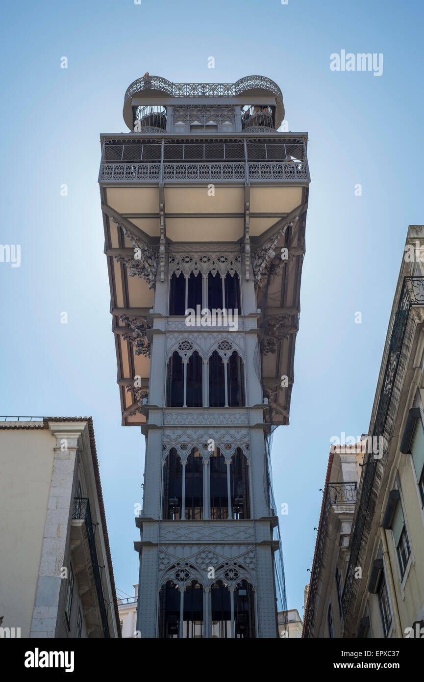 Santa Justa Elevator (Elevador de Santa Justa) nella città di Lisbona Foto Stock