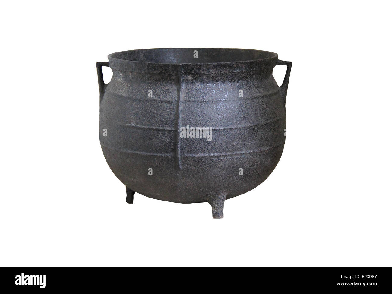 Un grande nero ferro da stiro Cucina tradizionale calderone. Foto Stock