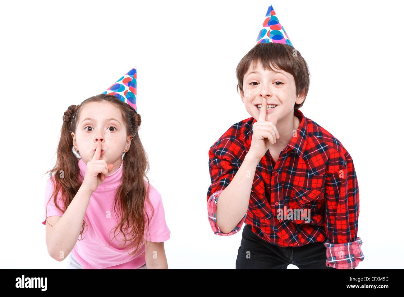 Fratello e Sorella di divertirsi al partito Foto Stock