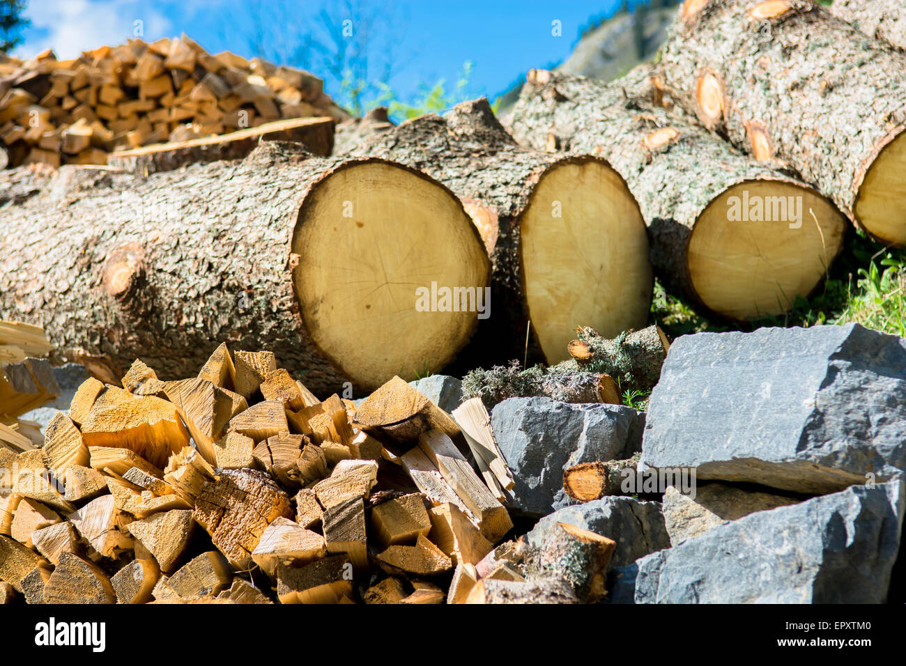 Legno e risorse naturali minerali Foto Stock