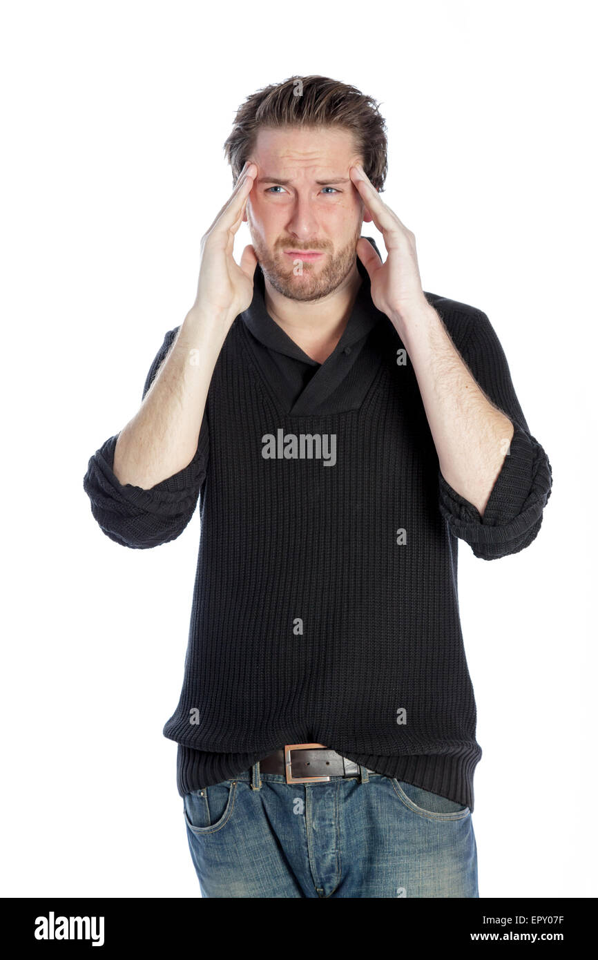 Attraente 30 anni caucasion uomo shot in studio isolato su uno sfondo bianco Foto Stock