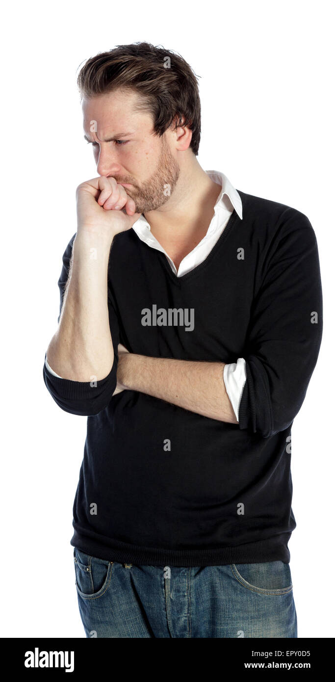 Attraente 30 anni caucasion uomo shot in studio isolato su uno sfondo bianco Foto Stock
