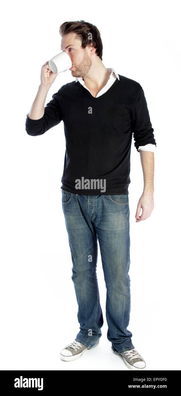 Attraente 30 anni caucasion uomo shot in studio isolato su uno sfondo bianco Foto Stock