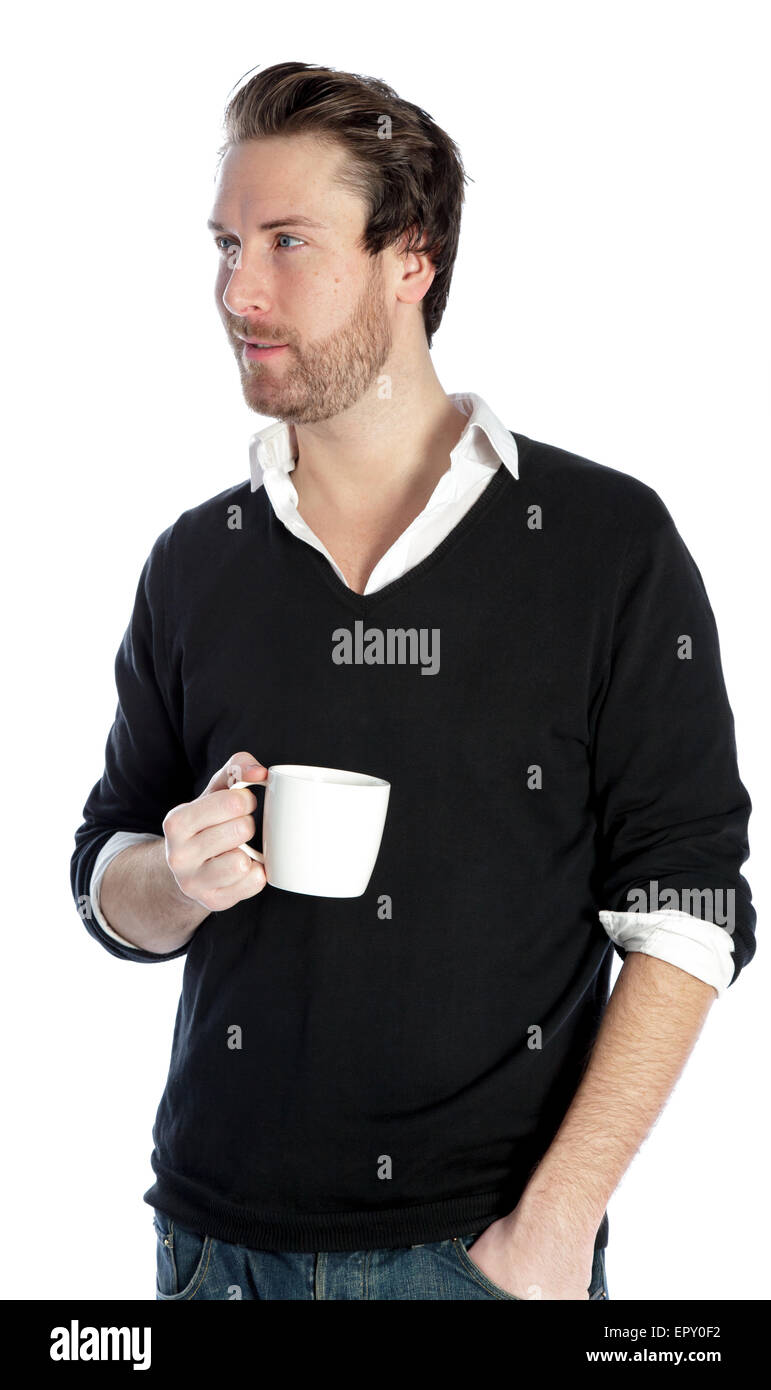 Attraente 30 anni caucasion uomo shot in studio isolato su uno sfondo bianco Foto Stock