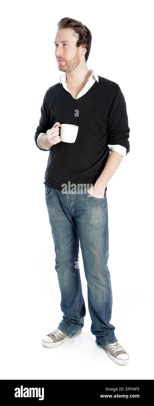 Attraente 30 anni caucasion uomo shot in studio isolato su uno sfondo bianco Foto Stock